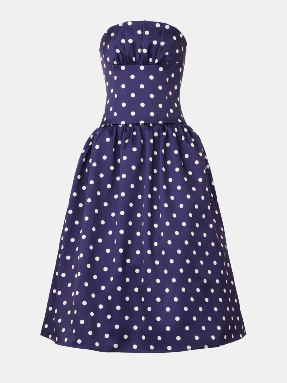 Self-Portrait Navy and White Polka Dot Strapless Midi Dress - Picture 3 of 3